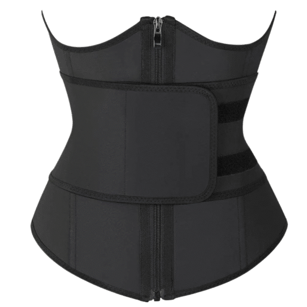 Black Bust Support Latex Waist Trainer with Belt - Firm Control