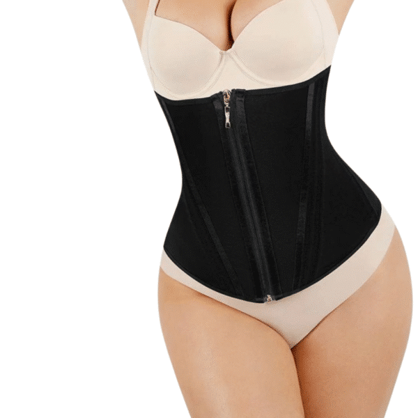 Hot Black Latex Waist Training Corset - 25 Steel Boned Waist Cincher - Image 5