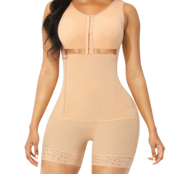 Post-Operative Breast-Covering Side Zip Body Shaper – Black, Brown